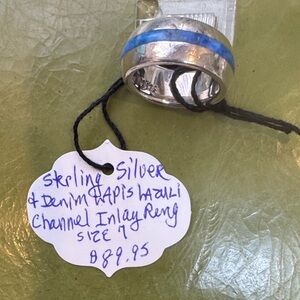 Sterling Silver Ring with Denim Lapis gemstone inlay size 7 NWT GORGEOUS!